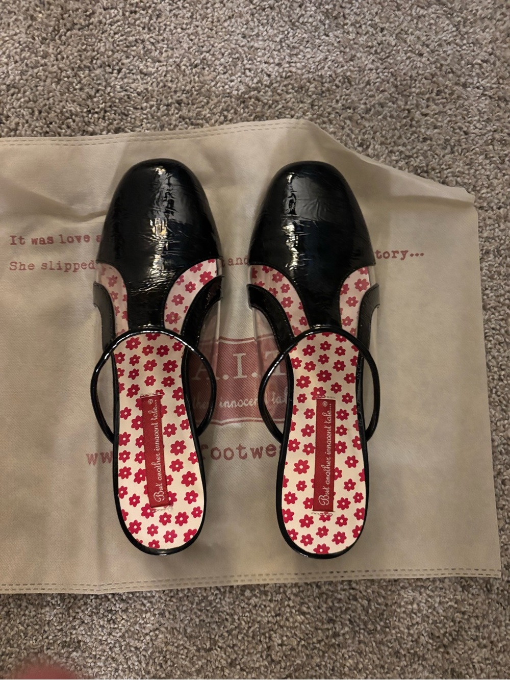New BAIT vintage pinup mules low heels patent 8
